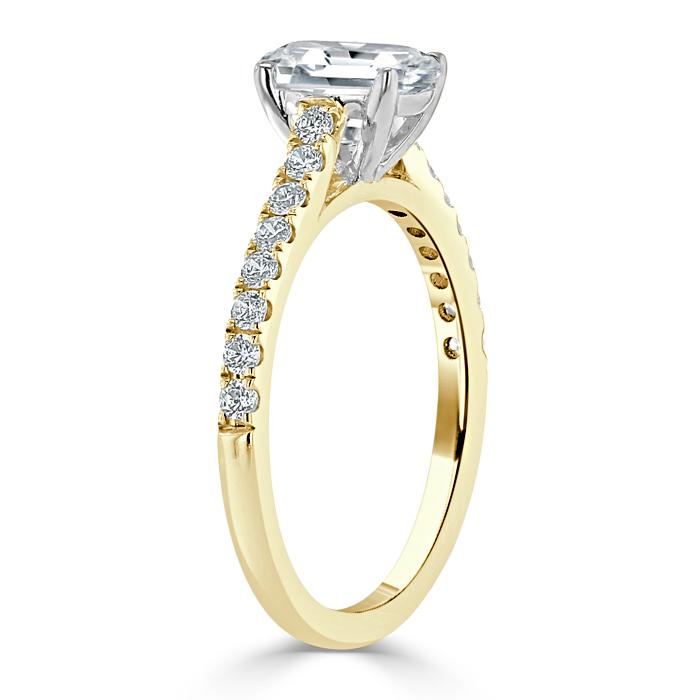 Emerald Cut Lab Diamond Engagement Ring, Classic Style