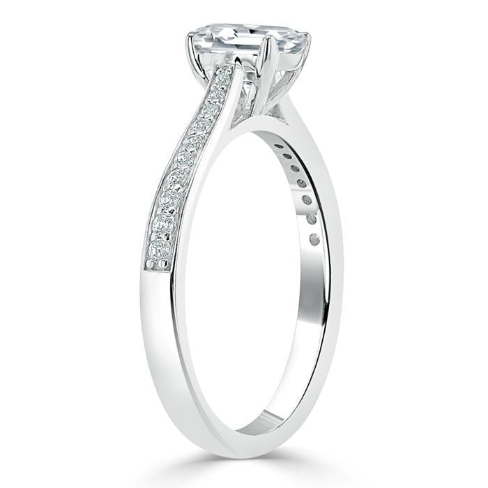 Emerald Cut Lab Diamond Engagement Ring, Classic Style
