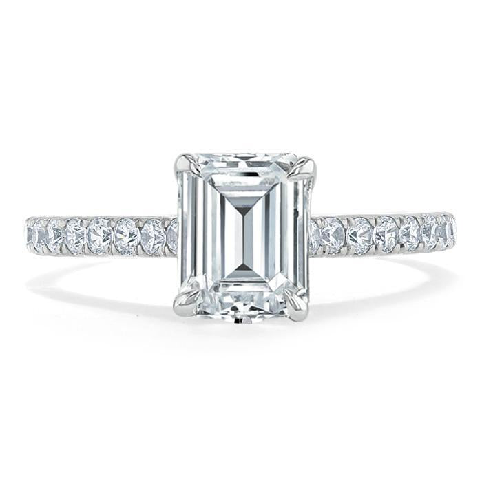 Emerald Cut Lab Diamond Engagement Ring, Classic Style