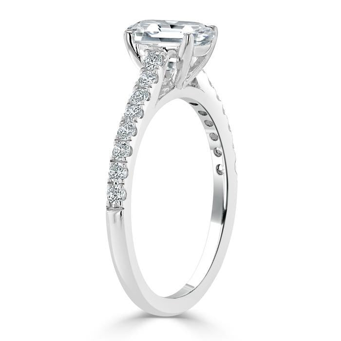 Emerald Cut Lab Diamond Engagement Ring, Classic Style