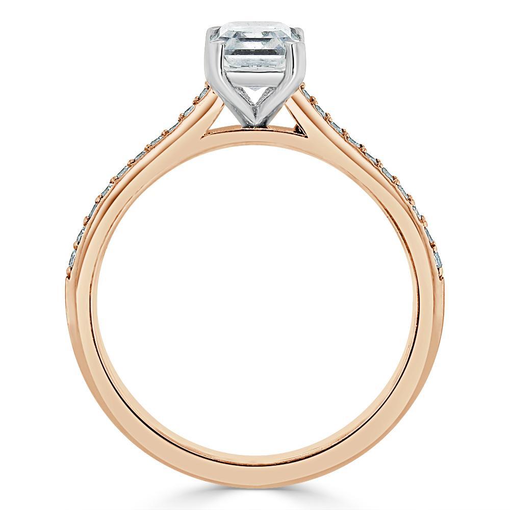 Emerald Cut Lab Diamond Engagement Ring, Classic Style