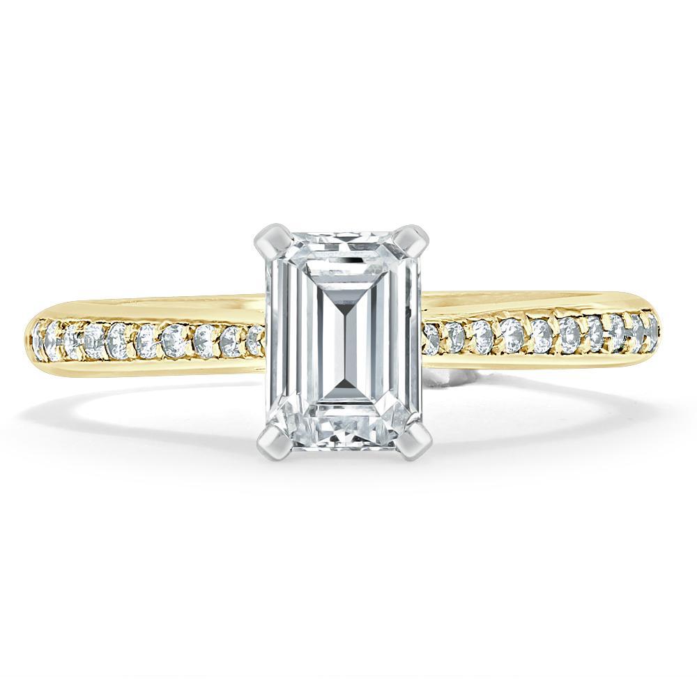Emerald Cut Lab Diamond Engagement Ring, Classic Style