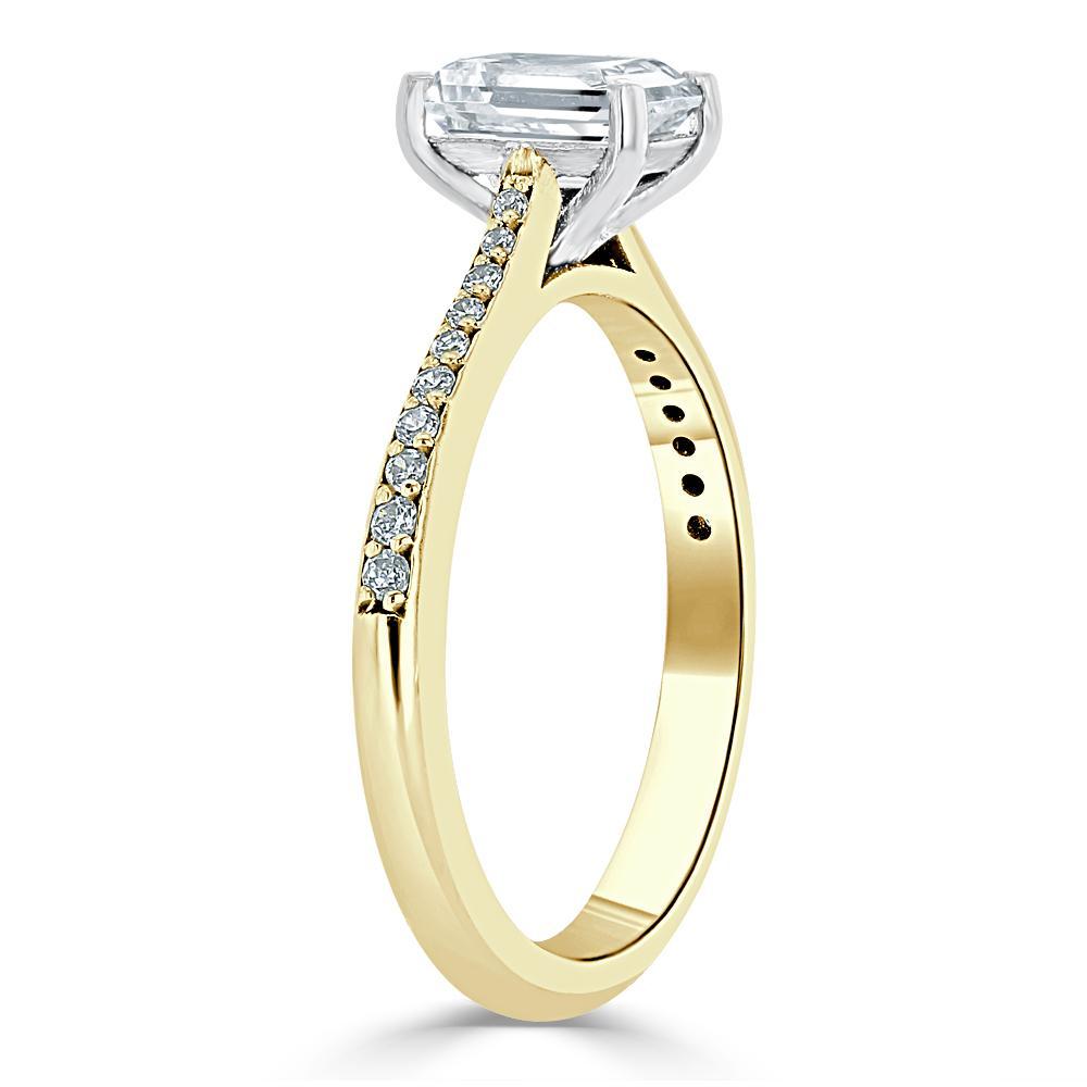 Emerald Cut Lab Diamond Engagement Ring, Classic Style