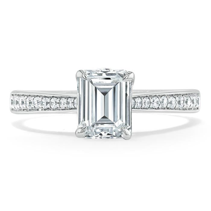 Emerald Cut Lab Diamond Engagement Ring, Classic Style