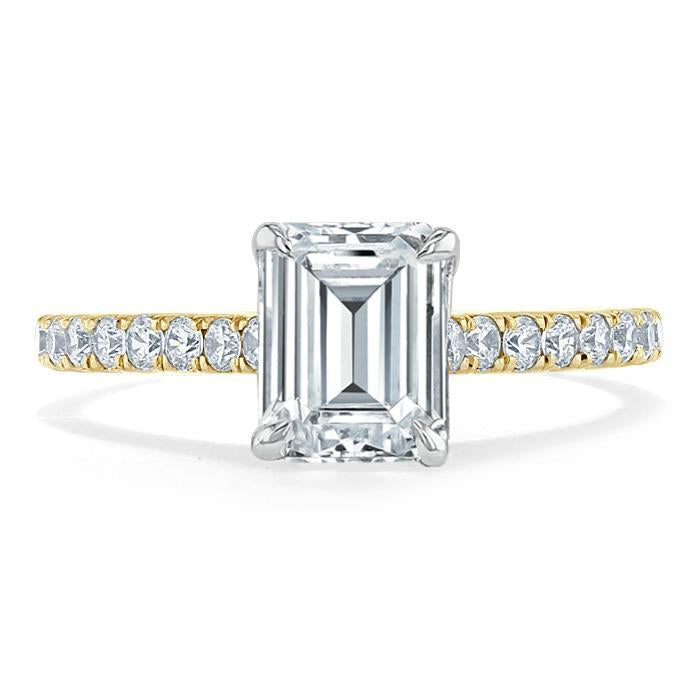 Emerald Cut Lab Diamond Engagement Ring, Classic Style