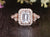 Emerald Cut Lab Diamond Engagement Ring, Floral Art Deco Halo Design
