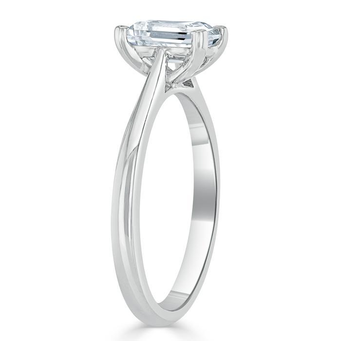 Emerald Cut Lab Diamond Engagement Ring, Tiffany Style