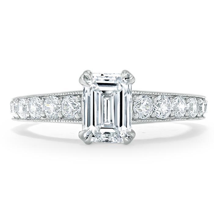 Emerald Cut Lab Diamond Engagement Ring, Tiffany Style