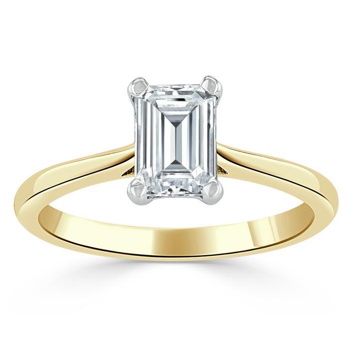 Emerald Cut Lab Diamond Engagement Ring, Tiffany Style
