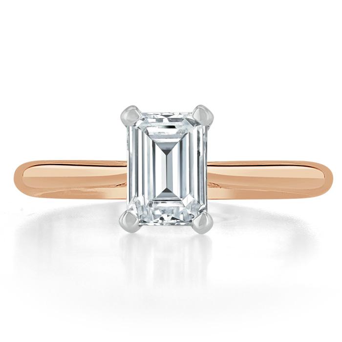 Emerald Cut Lab Diamond Engagement Ring, Tiffany Style