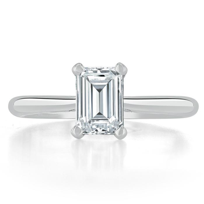 Emerald Cut Lab Diamond Engagement Ring, Tiffany Style