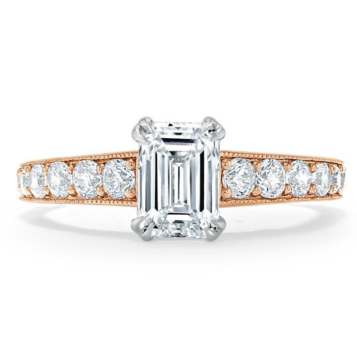 Emerald Cut Lab Diamond Engagement Ring, Tiffany Style