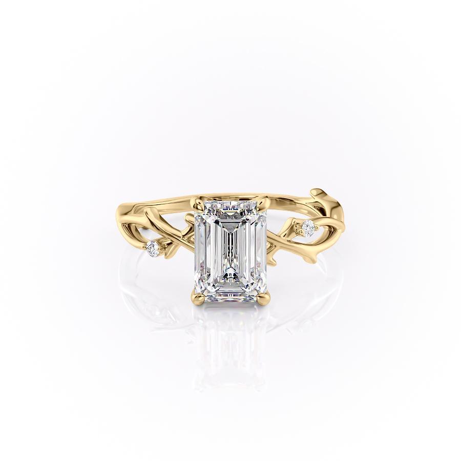Emerald Cut Lab Diamond Engagement Ring, Twig Design