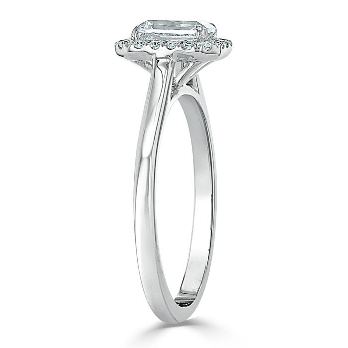 Emerald Cut Lab Diamond Halo Engagement Ring