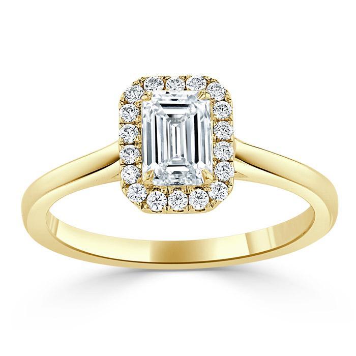 Emerald Cut Lab Diamond Halo Engagement Ring