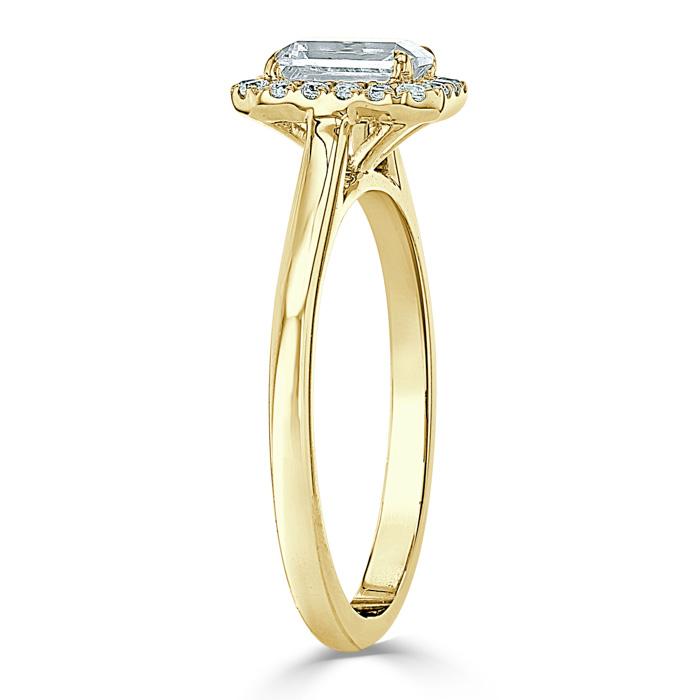 Emerald Cut Lab Diamond Halo Engagement Ring
