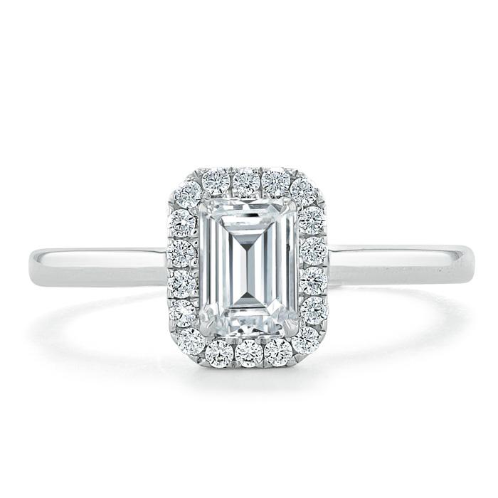 Emerald Cut Lab Diamond Halo Engagement Ring