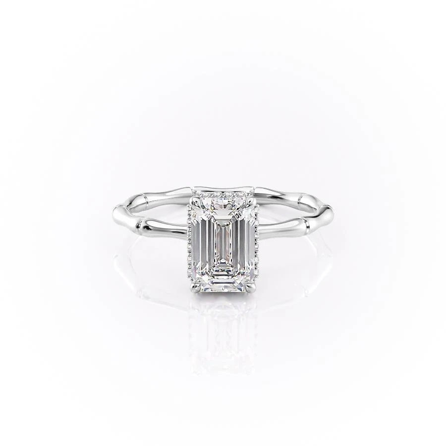 Emerald Cut Lab Diamond Ring With Hidden Halo