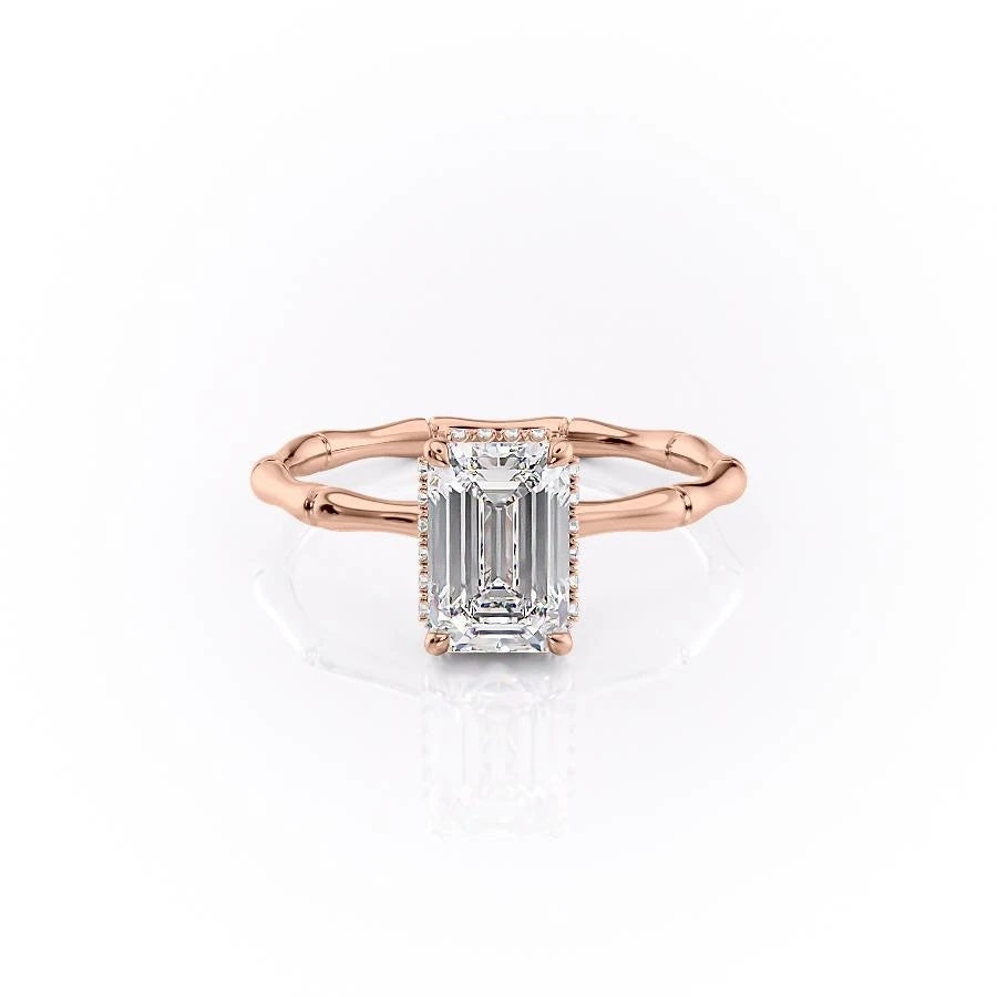 Emerald Cut Lab Diamond Ring With Hidden Halo