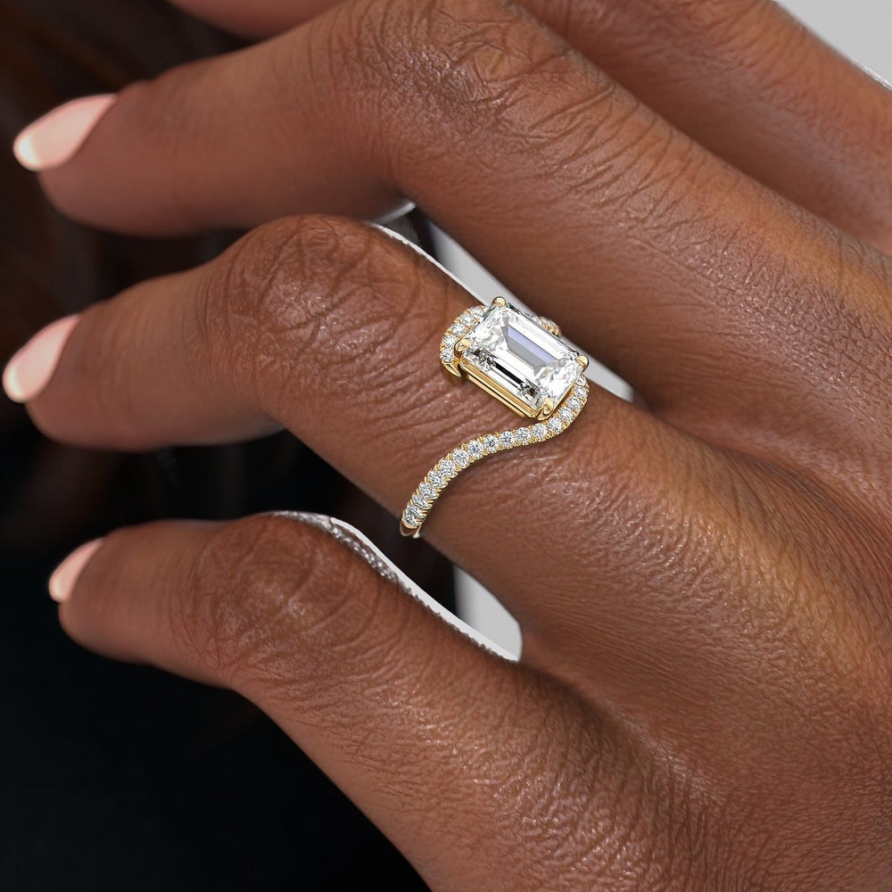 Emerald Cut Lab Diamond Twist Ring