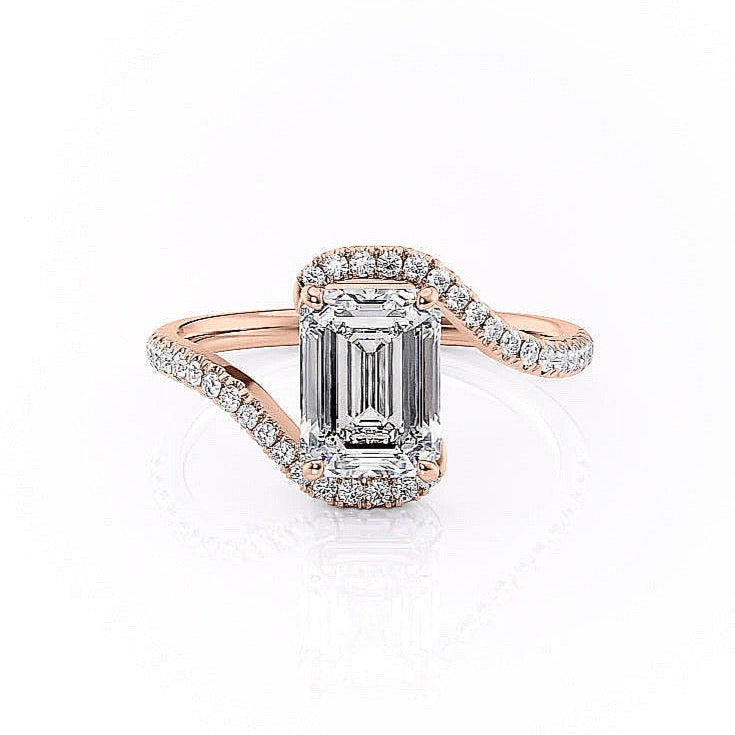 Emerald Cut Lab Diamond Twist Ring