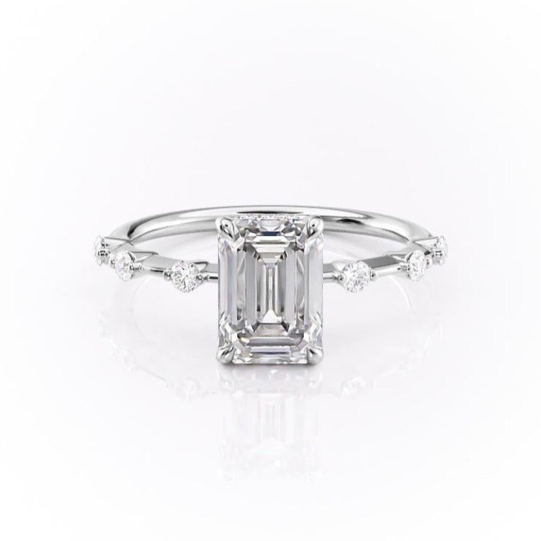 Emerald Cut Lab Diamond With Stone Set Shoulders