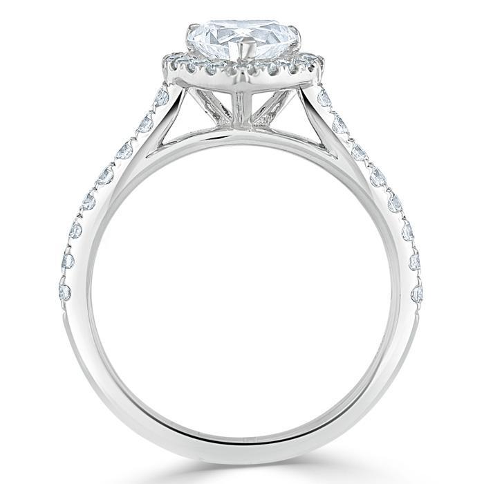 Heart Cut Lab Diamond, Classic Halo Engagement Ring