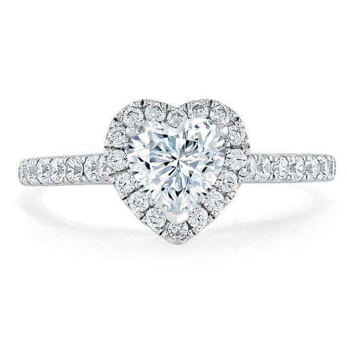 Heart Cut Lab Diamond, Classic Halo Engagement Ring