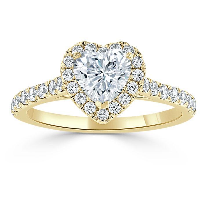 Heart Cut Lab Diamond, Classic Halo Engagement Ring