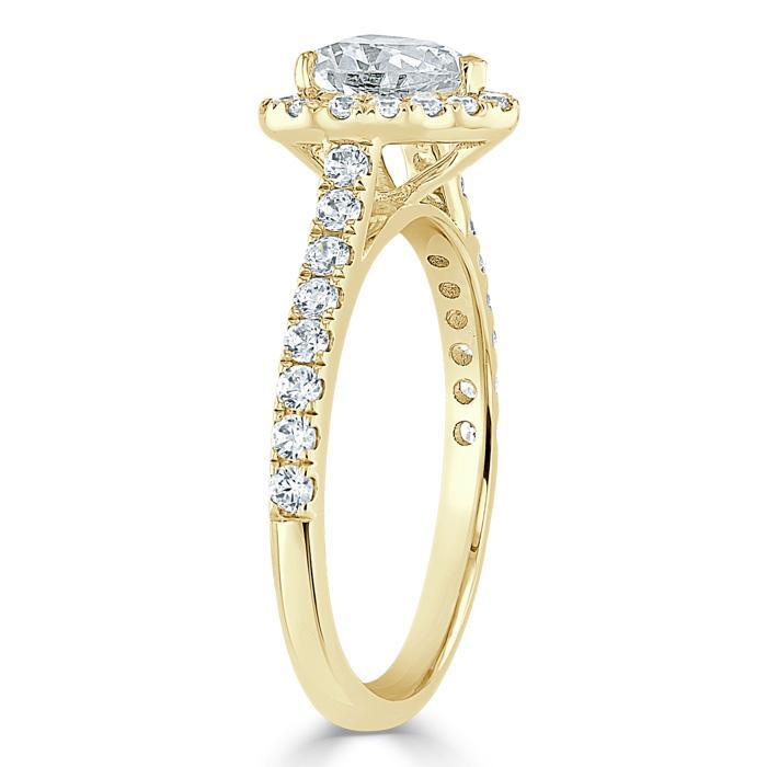 Heart Cut Lab Diamond, Classic Halo Engagement Ring