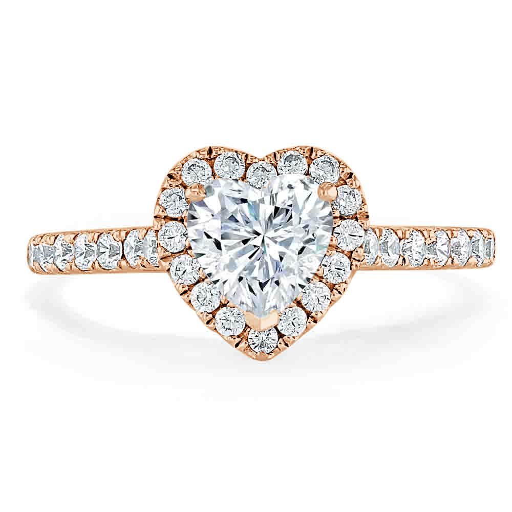 Heart Cut Lab Diamond, Classic Halo Engagement Ring