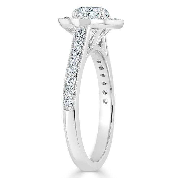 Heart Cut Lab Diamond Engagement Ring, Classic Halo