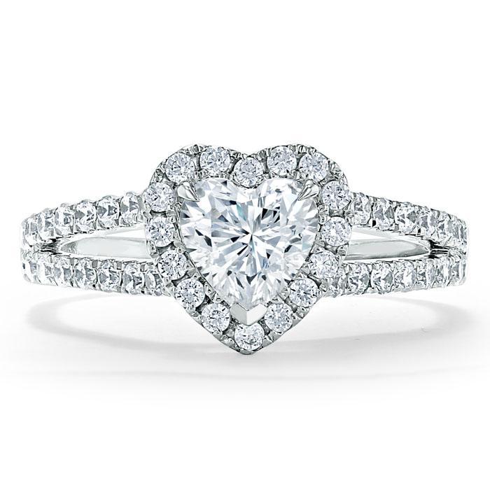 Heart Cut Lab Diamond Engagement Ring, Classic Halo