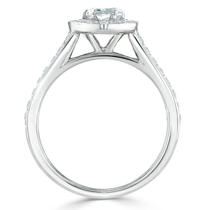 Heart Cut Lab Diamond Engagement Ring, Classic Halo