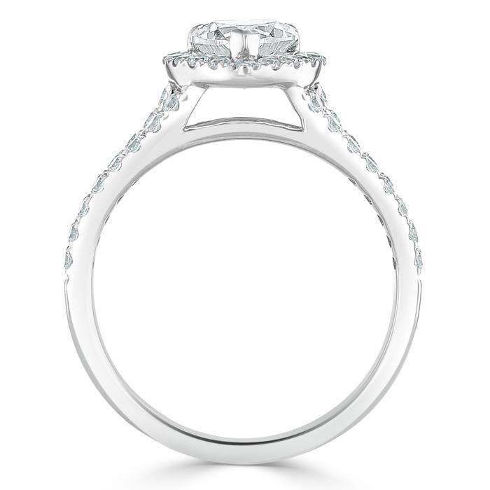 Heart Cut Lab Diamond Engagement Ring, Classic Halo