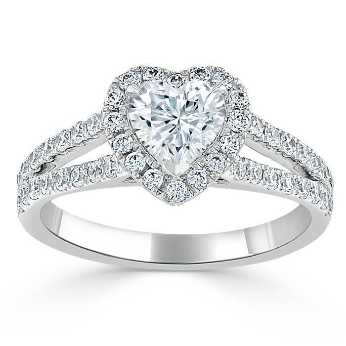 Heart Cut Lab Diamond Engagement Ring, Classic Halo