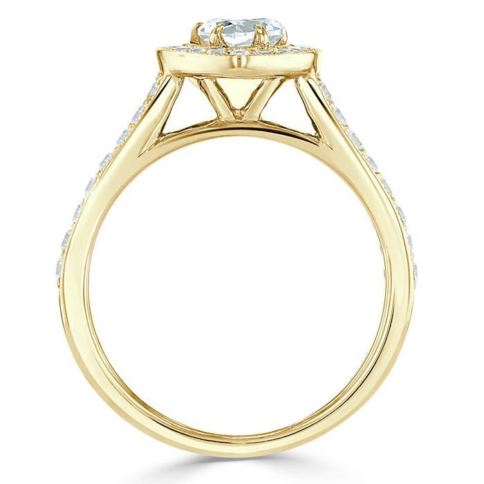Heart Cut Lab Diamond Engagement Ring, Classic Halo