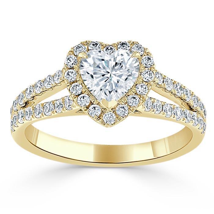 Heart Cut Lab Diamond Engagement Ring, Classic Halo