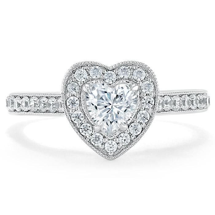Heart Cut Lab Diamond Engagement Ring, Classic Halo