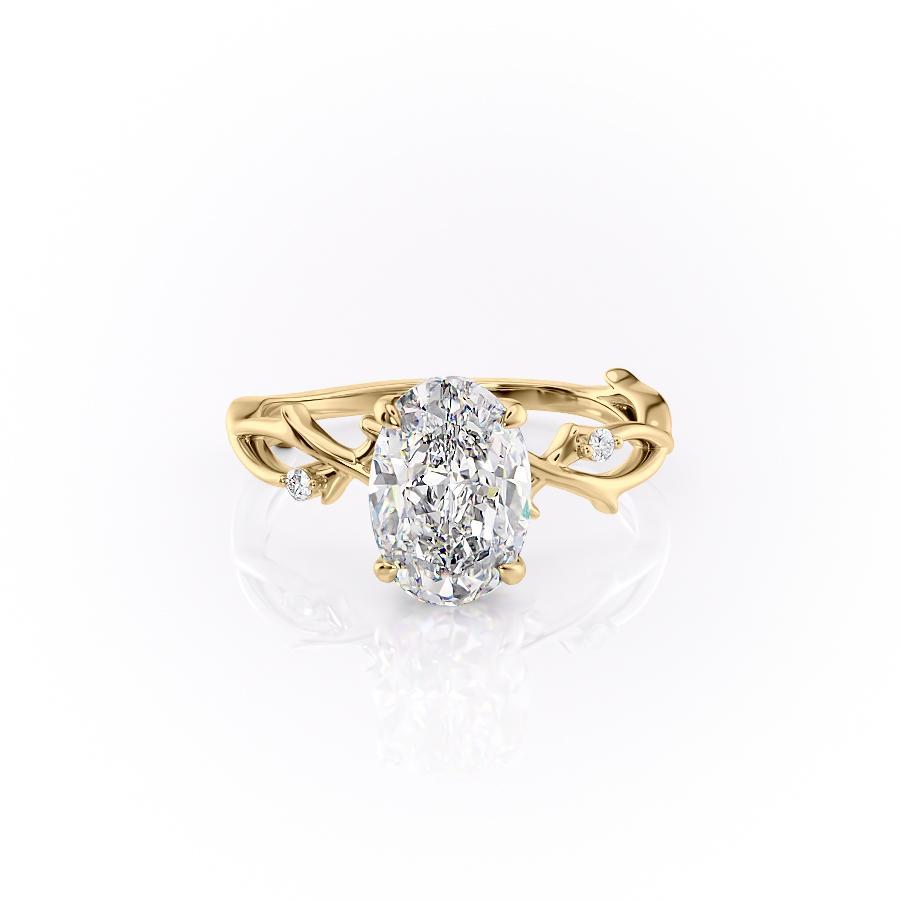 Oval Cut Lab Diamond Engagement Ring, Twig Band Design