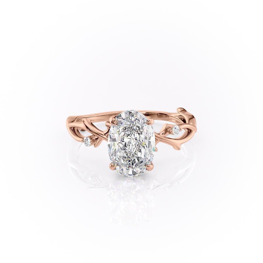 Oval Cut Lab Diamond Engagement Ring, Twig Band Design