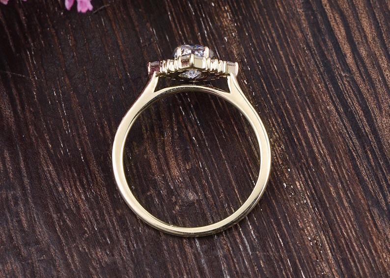 Oval Cut Lab Diamond Engagement Ring, Unique Vintage Halo Design