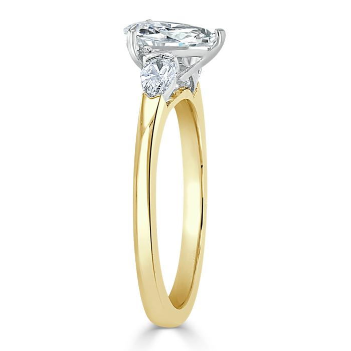 Pear Cut Lab Diamond Engagement Ring, Classic 3 Stone
