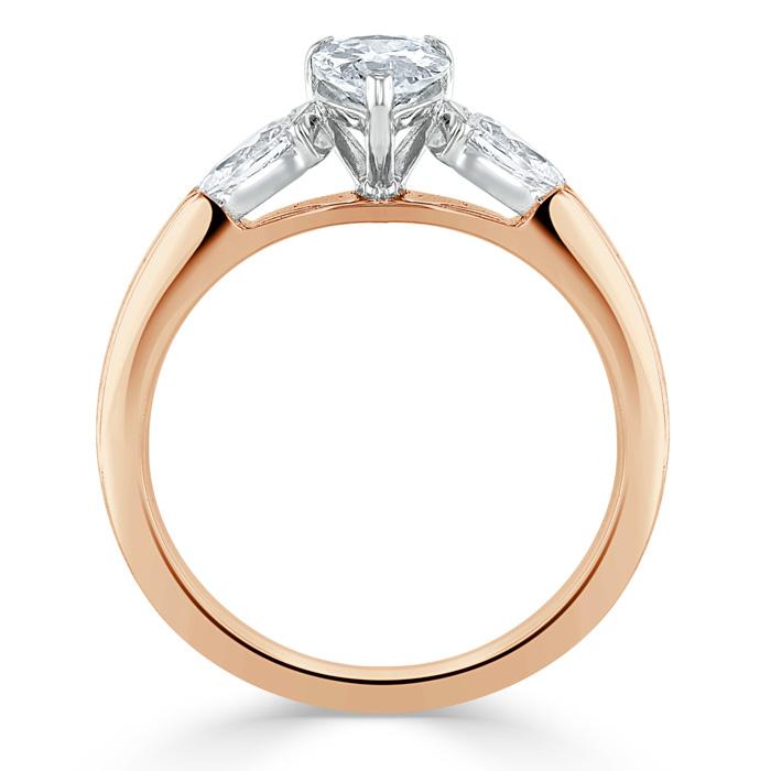 Pear Cut Lab Diamond Engagement Ring, Classic 3 Stone