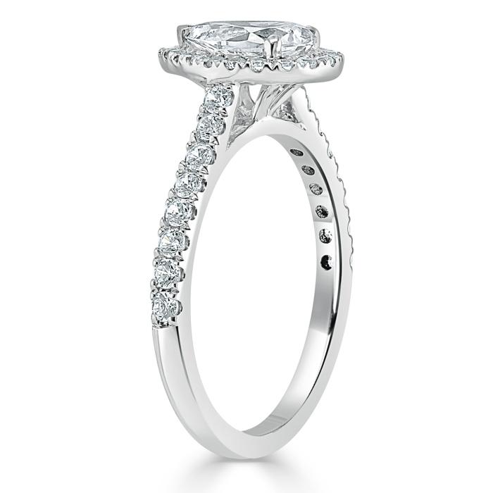 Pear Cut Lab Diamond Engagement Ring, Classic Halo