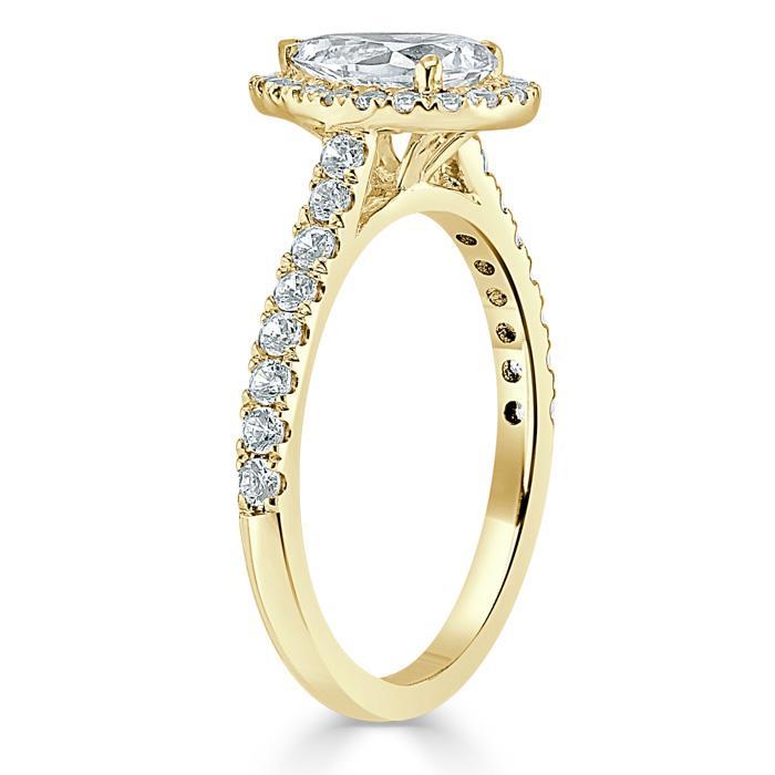Pear Cut Lab Diamond Engagement Ring, Classic Halo