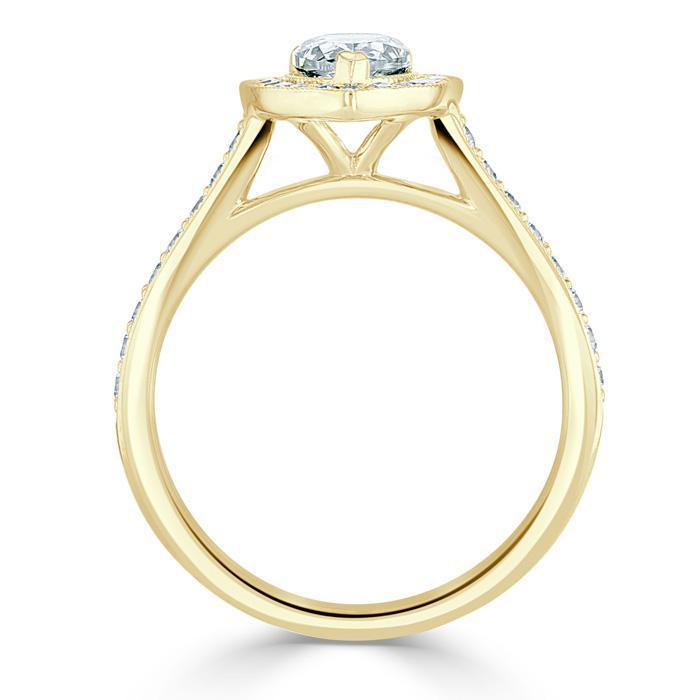 Pear Cut Lab Diamond Engagement Ring, Classic Halo Design