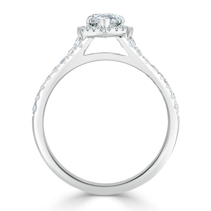 Pear Cut Lab Diamond Engagement Ring, Classic Halo with Split Shank