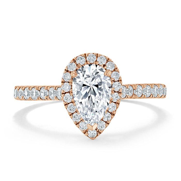 Pear Cut Lab Diamond Engagement Ring, Classic Halo