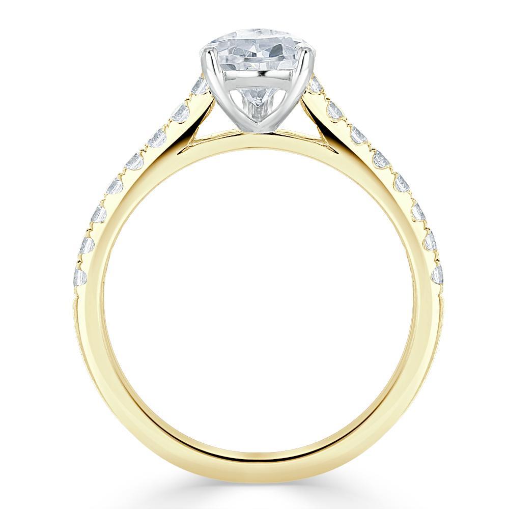 Pear Cut Lab Diamond Engagement Ring, Classic Style